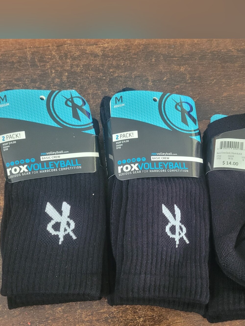 3 Pairs Roxvolleyball Unisex Basic Crew Socks NWT Medium